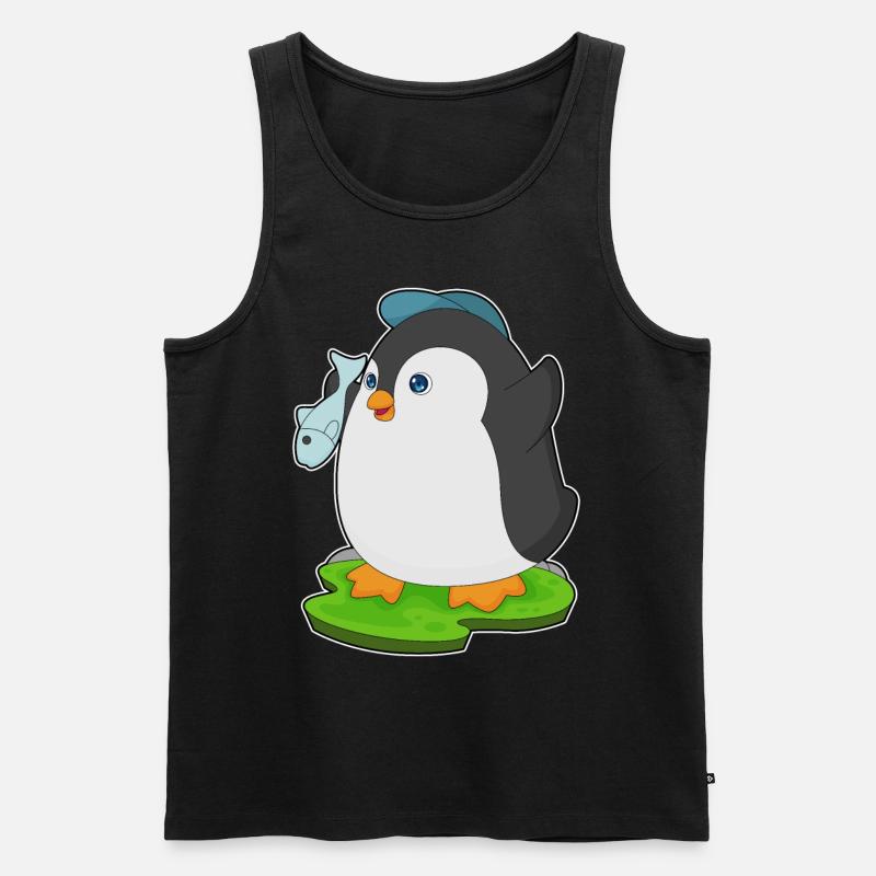 Pinguin Fisch - Männer Premium Bio Tank Top - Schwarz