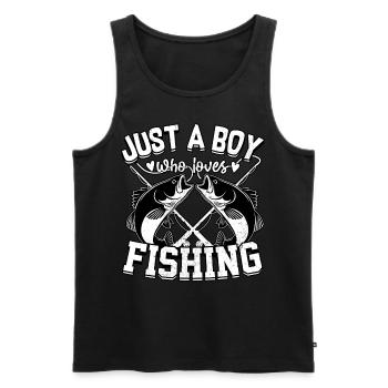 Nur ein Junge, der das Angeln liebt - Männer Premium Bio Tank Top - Schwarz - Vorne - Michal (187cm)