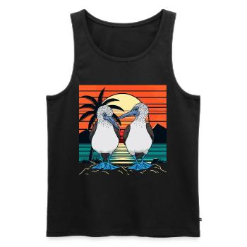 Retro Blaufußtölpel - Männer Premium Bio Tank Top - Schwarz - Vorne - Michal (187cm)
