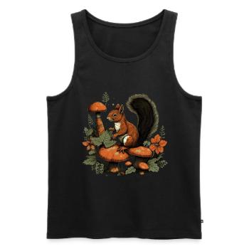 Herbst Eichhörnchen auf Orange Pilz Wald Szene - Männer Premium Bio Tank Top - Schwarz - Vorne - Michal (187cm)