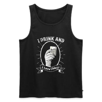 I drink and I know things 1 - Männer Premium Bio Tank Top - Schwarz - Vorne - AI Model Male 178 light (178cm)