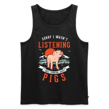 Éleveur de porcs Fermier Piggy - Débardeur bio Premium Homme - noir - Devant - Michal (187cm)