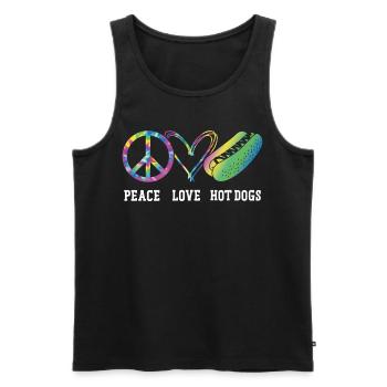 Hot Dog Adulte Tie Dye Peace Love - Débardeur bio Premium Homme - noir - Devant - Michal (187cm)