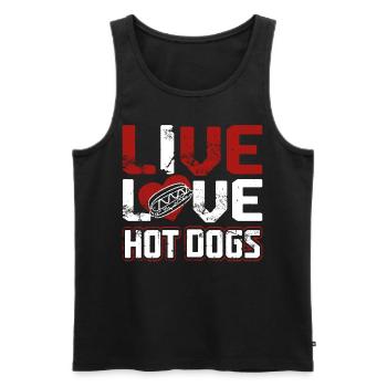 Hot Dog Adult Live Love Hot Dogs - Men's Premium Organic Tank Top - black - Front - AI Model Male 178 light (178cm)
