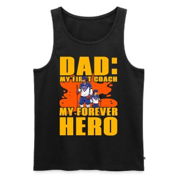 Papa, mein erster Trainer, mein ewiger Held - Männer Premium Bio Tank Top - Schwarz - Vorne - Michal (187cm)