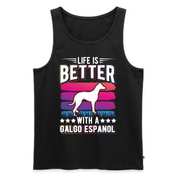 Life is better with a Galgo Espanol - Men's Premium Organic Tank Top - black - Front - AI Model Male 178 light (178cm)