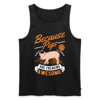 Because Pigs are freaking awesome Schweine - Men's Premium Organic Tank Top - black - Front - AI Model Male 178 light (178cm)
