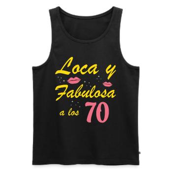 Crazy and Fabulous at 70 - Men's Premium Organic Tank Top - black - Front - Michal (187cm)