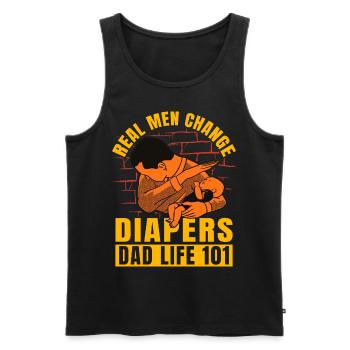 Echte Männer Windeln wechseln Papa Leben 101 - Männer Premium Bio Tank Top - Schwarz - Vorne - AI Model Male 178 light (178cm)