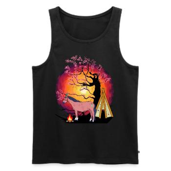 Hippie Cheval Chevaux Tipi Coucher De Soleil - Débardeur bio Premium Homme - noir - Devant - Michal (187cm)