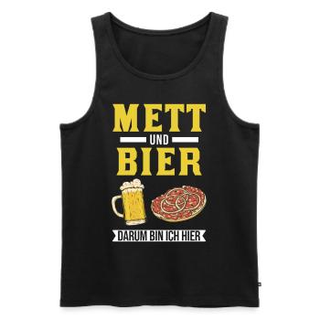 Mett et bière C’est pourquoi je suis ici Mettbrötchen - Débardeur bio Premium Homme - noir - Devant - AI Model Male 178 light (178cm)