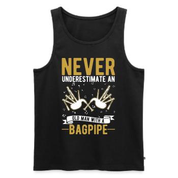 Bagpipes Old Man Bagpiper - Men's Premium Organic Tank Top - black - Front - Michal (187cm)