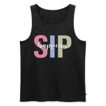 Wine drinker drinks wine glass - Men's Premium Organic Tank Top - black - Front - AI Model Male 178 light (178cm)