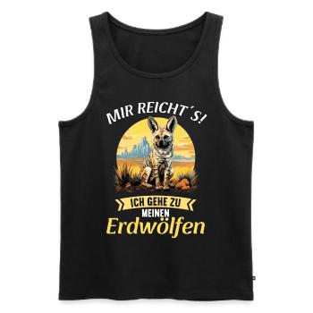Loups d’Aardwolf - Débardeur bio Premium Homme - noir - Devant - AI Model Male 178 light (178cm)