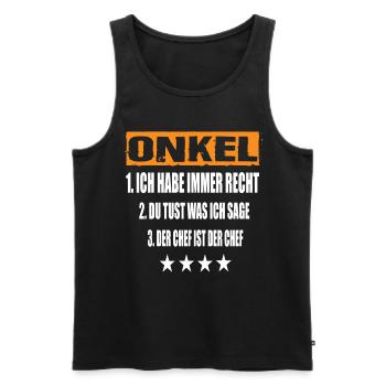 Uncle - Men's Premium Organic Tank Top - black - Front - AI Model Male 178 light (178cm)