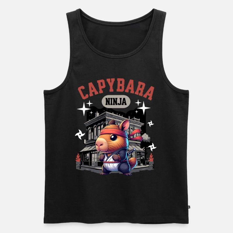 Capybara Ninja - Männer Premium Bio Tank Top - Schwarz
