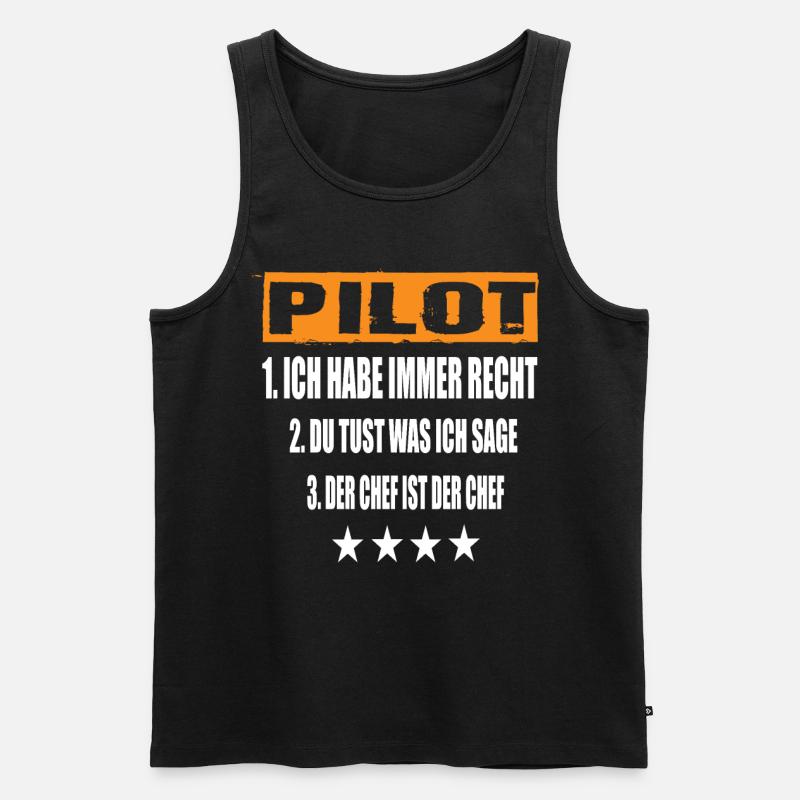 Pilot - Männer Premium Bio Tank Top - Schwarz