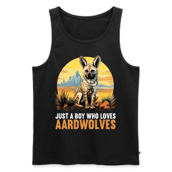 Loups d’Aardwolf - Débardeur bio Premium Homme - noir - Devant - AI Model Male 178 light (178cm)