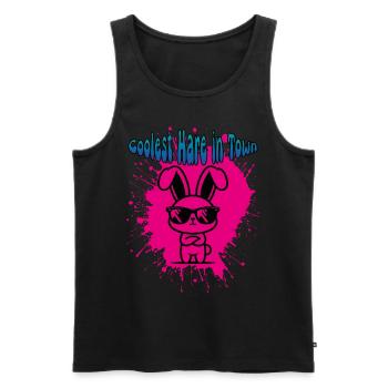 Coolster Hase in der Stadt Cartoon-Hase mit Brille - Männer Premium Bio Tank Top - Schwarz - Vorne - AI Model Male 178 light (178cm)
