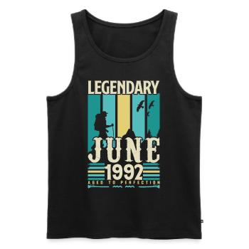 June 1992 Birthday Gift, Vintage June 1992. - Men's Premium Organic Tank Top - black - Front - AI Model Male 178 light (178cm)