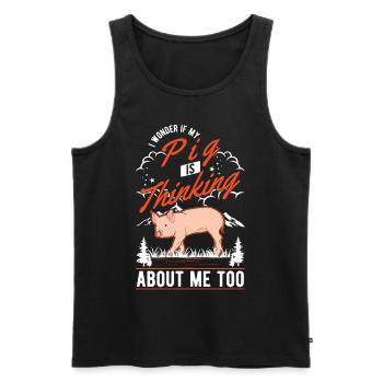 Éleveur de porcs Fermier Piggy - Débardeur bio Premium Homme - noir - Devant - Michal (187cm)