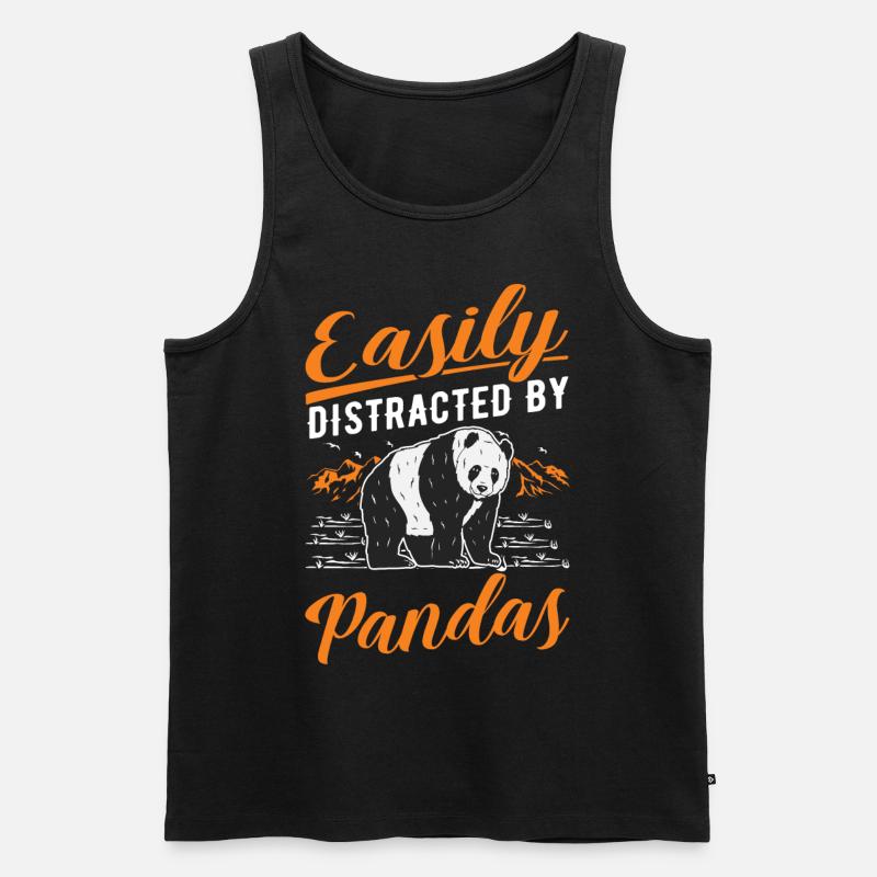 Easily distracted by Pandas - Männer Premium Bio Tank Top - Schwarz