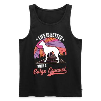 Life is better with a Galgo Espanol - Men's Premium Organic Tank Top - black - Front - AI Model Male 178 light (178cm)