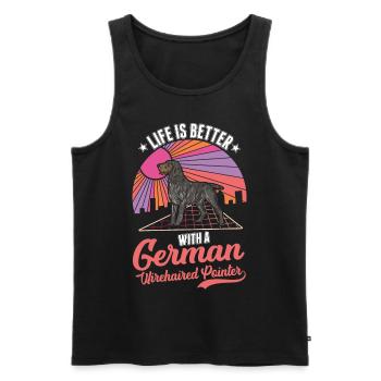 Life is better with a German wirehaired dog - Men's Premium Organic Tank Top - black - Front - Michal (187cm)