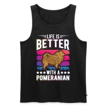Das Leben ist besser mit einem Zwergspitz - Männer Premium Bio Tank Top - Schwarz - Vorne - AI Model Male 178 light (178cm)