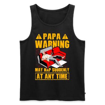 Papa warning may nap suddenly at any time - Men's Premium Organic Tank Top - black - Front - Michal (187cm)