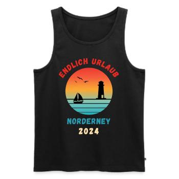 Norderney Urlaub 2024 Nordsee Idee - Männer Premium Bio Tank Top - Schwarz - Vorne - Michal (187cm)