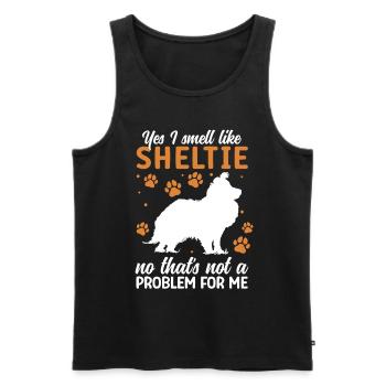 Smell of Shetland Sheepdog British Sheltie - Men's Premium Organic Tank Top - black - Front - AI Model Male 178 light (178cm)