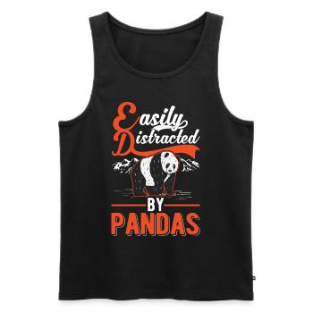 Easily distracted by Pandas - Männer Premium Bio Tank Top - Schwarz - Vorne - Michal (187cm)