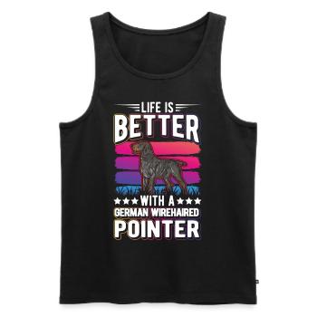 Life is better with a German wirehaired dog - Men's Premium Organic Tank Top - black - Front - Michal (187cm)