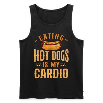Hot-dog adulte mangeant des hot-dogs est - Débardeur bio Premium Homme - noir - Devant - Michal (187cm)