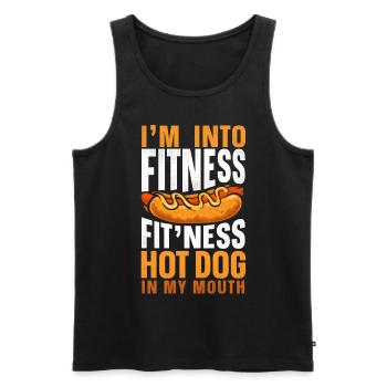 Hot Dog Adult Jeu de mots Je suis dans le fitness - Débardeur bio Premium Homme - noir - Devant - Michal (187cm)