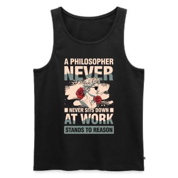 A Philosopher Never Sits Down at Work - Männer Premium Bio Tank Top - Schwarz - Vorne - AI Model Male 178 light (178cm)