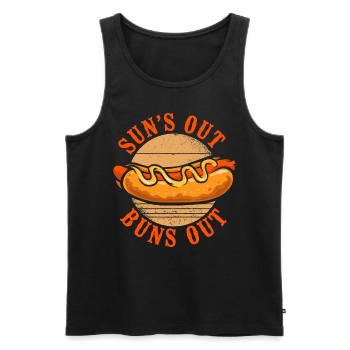 Hot Dog Adult Sun's Out Buns Out - Men's Premium Organic Tank Top - black - Front - AI Model Male 178 light (178cm)