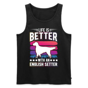 La vie est meilleure avec le Setter anglais - Débardeur bio Premium Homme - noir - Devant - Michal (187cm)