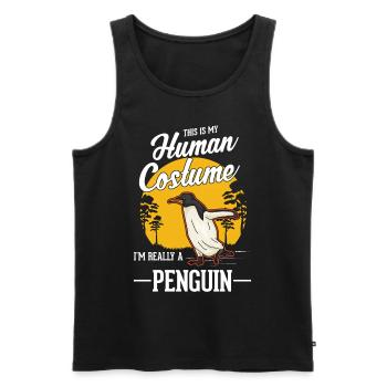 Pinguin Human Costume Penguin - Men's Premium Organic Tank Top - black - Front - Michal (187cm)