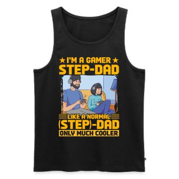 Ich bin ein Gamer-Stiefvater wie ein normaler Stiefvater - Männer Premium Bio Tank Top - Schwarz - Vorne - AI Model Male 178 light (178cm)