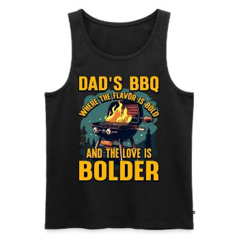 Le barbecue de papa où la saveur est audacieuse et l’amour est - Débardeur bio Premium Homme - noir - Devant - Michal (187cm)