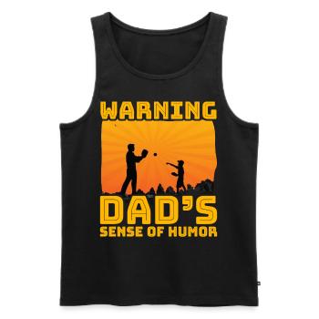 Avertissement : le sens de l’humour de papa - Débardeur bio Premium Homme - noir - Devant - Michal (187cm)
