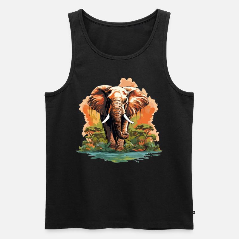 Elefanten Elefant - Männer Premium Bio Tank Top - Schwarz