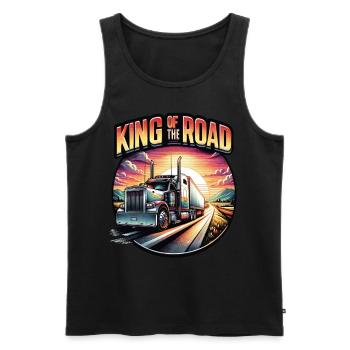 Roi de la route - Conception de camions. Camionneurs, camionneurs - Débardeur bio Premium Homme - noir - Devant - Michal (187cm)