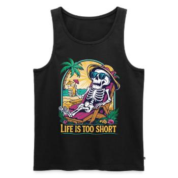 Drôle de squelette avec un dicton pour les vacances - Débardeur bio Premium Homme - noir - Devant - Michal (187cm)