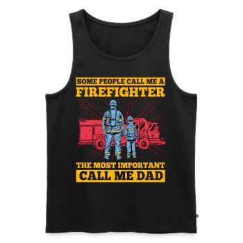 Manche Leute nennen mich am häufigsten Feuerwehrmann - Männer Premium Bio Tank Top - Schwarz - Vorne - AI Model Male 178 light (178cm)