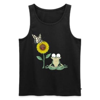 Grenouille, Grenouilles, Crapaud, Amphibien - Débardeur bio Premium Homme - noir - Devant - Michal (187cm)