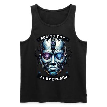Bow to the AI Overlord - Cyborg Design. - Men's Premium Organic Tank Top - black - Front - AI Model Male 178 light (178cm)