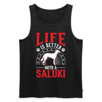 La vie est meilleure avec Salukis - Débardeur bio Premium Homme - noir - Devant - AI Model Male 178 light (178cm)